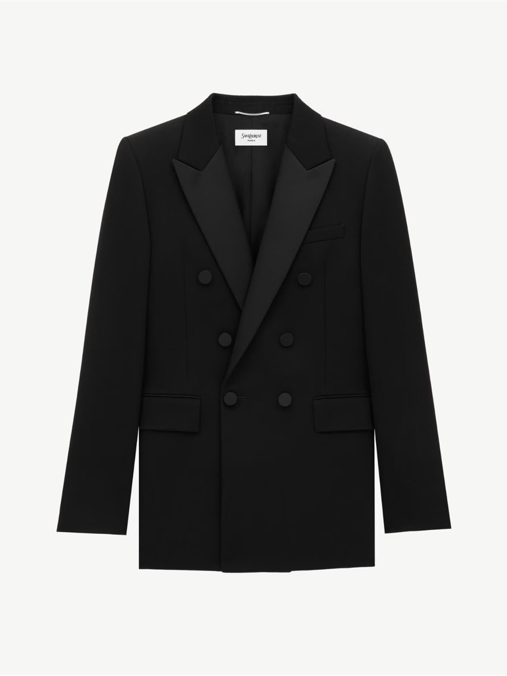 Saint Laurent Black Double-Breasted Tuxedo Jacket